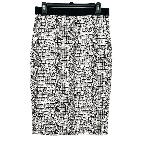 Pixley size medium gray black white pencil midi skirt stretch elastic waist‎ NWT - Picture 1 of 4